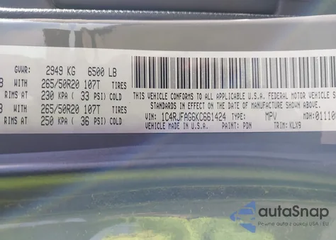 2019 Jeep Grand Cherokee Altitude 4X4 from USA, damaged, VIN 1C4RJFAG6KC661424